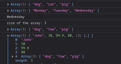 Arrays output